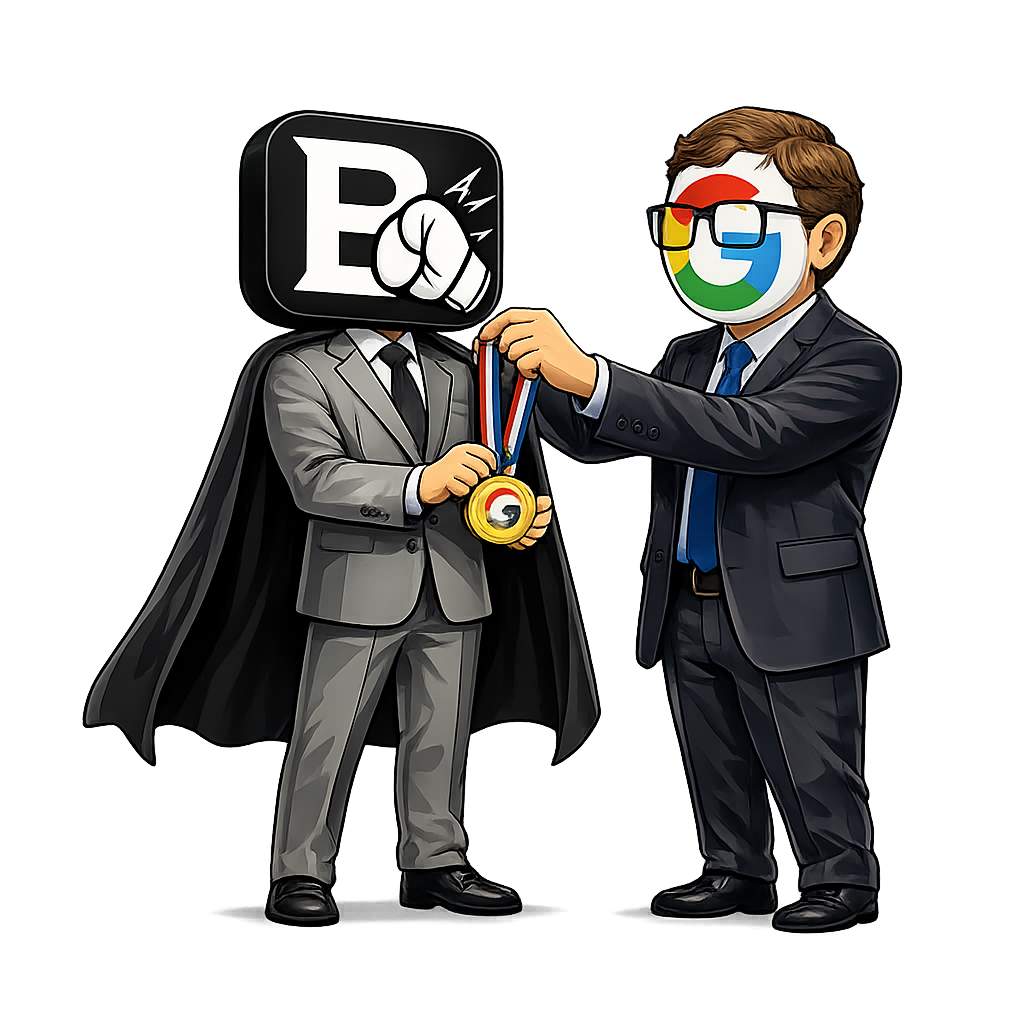 BYTEBASHERR mascot receiving an award
